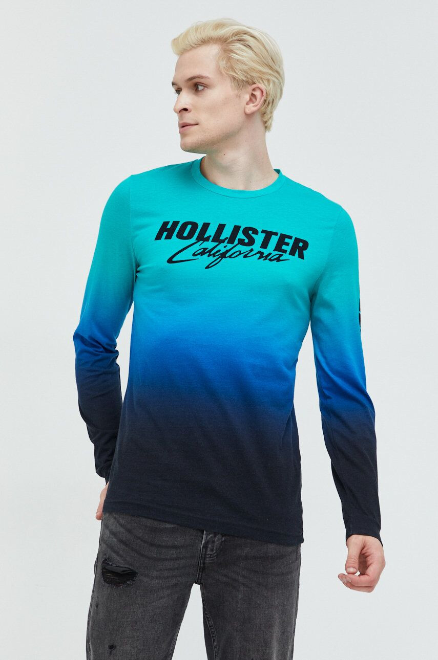 Hollister Co. Bavlnené tričko s dlhým rukávom biela farba s potlačou - Pepit.sk