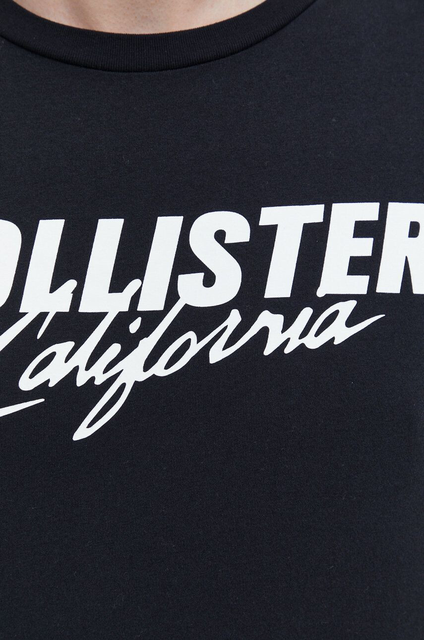 Hollister Co. Bavlnené tričko s dlhým rukávom biela farba s potlačou - Pepit.sk