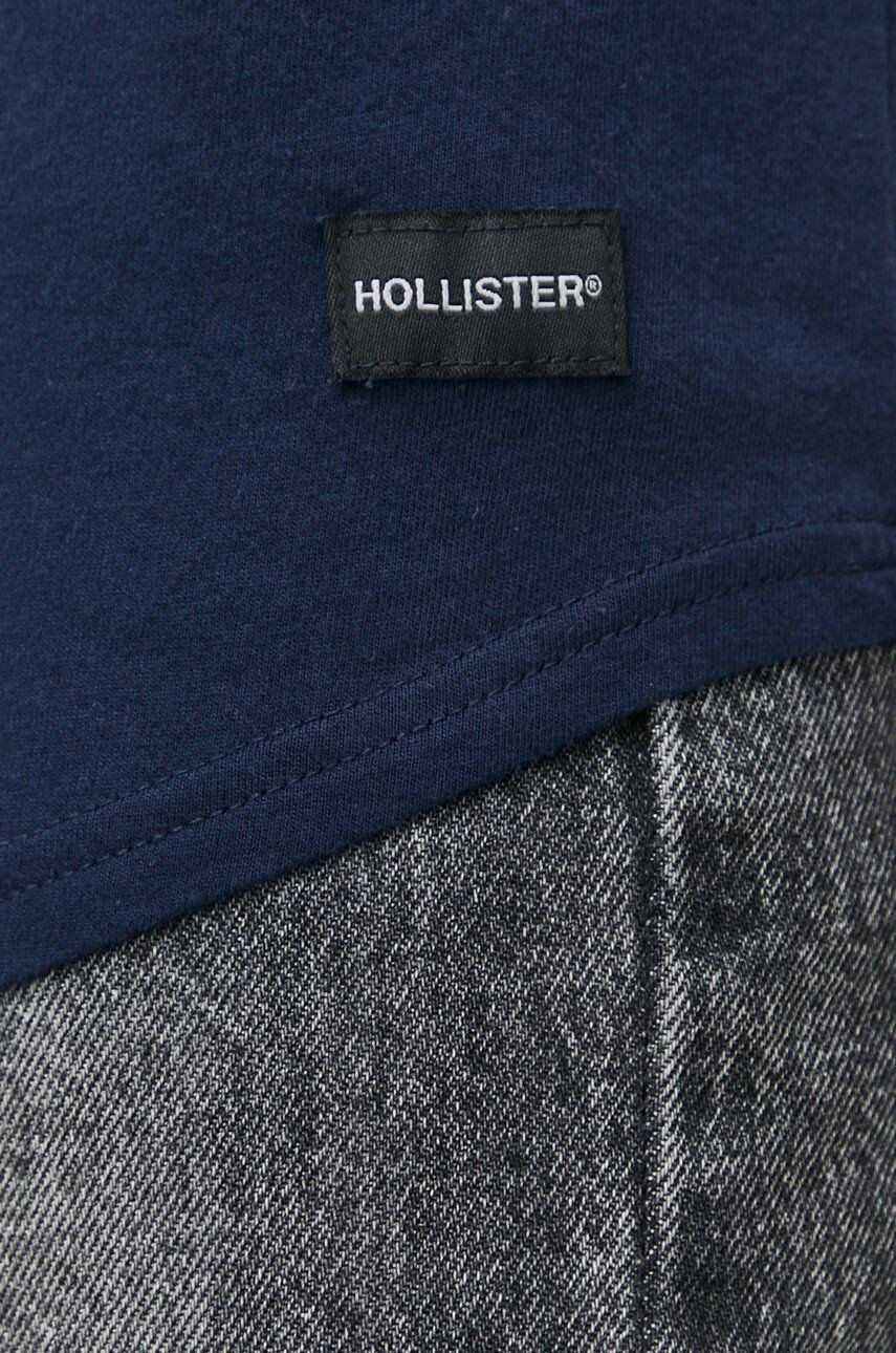 Hollister Co. Bavlnené tričko s dlhým rukávom tmavomodrá farba jednofarebné - Pepit.sk