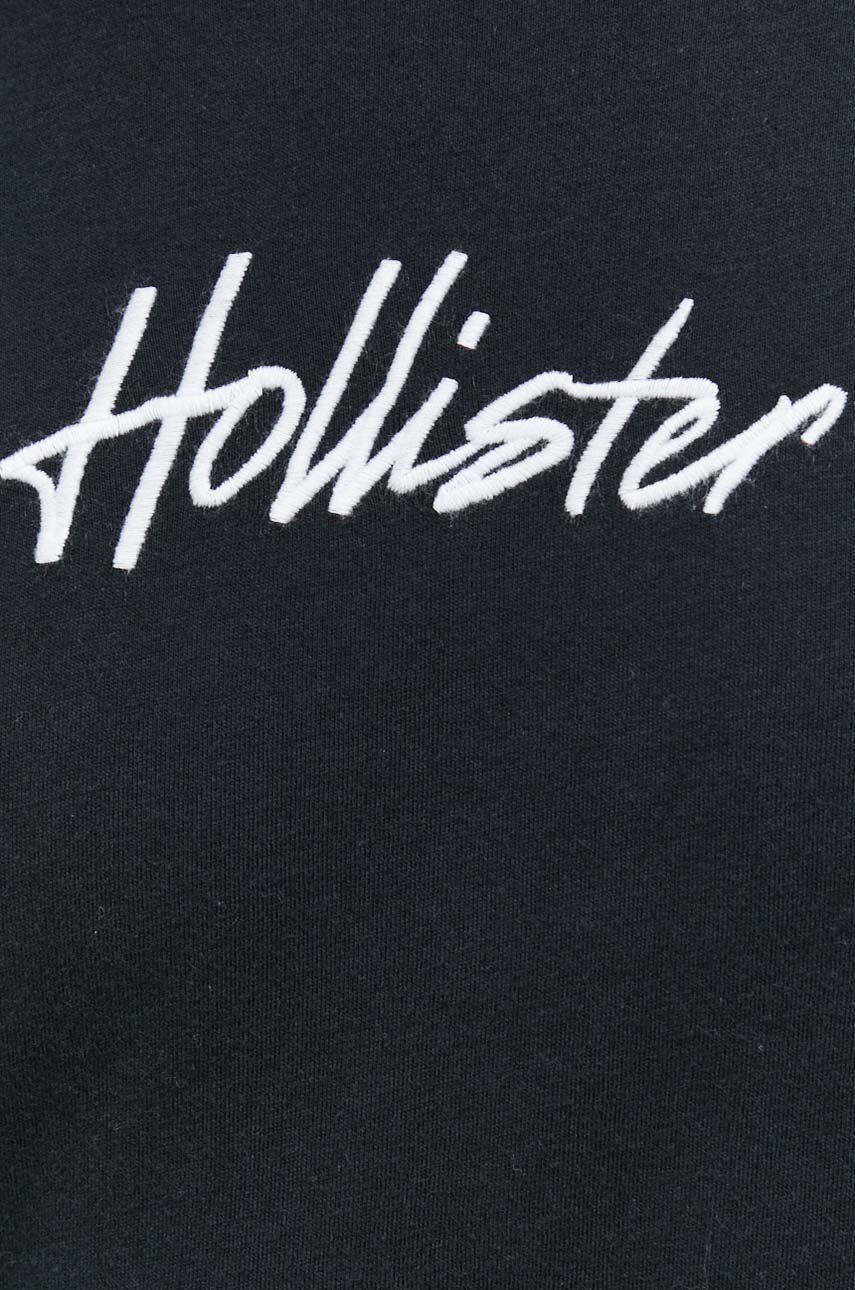 Hollister Co. Bavlnené tričko s dlhým rukávom hnedá farba s potlačou - Pepit.sk