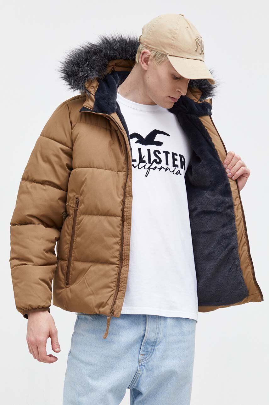 Hollister Co. Bunda pánska hnedá farba zimná - Pepit.sk