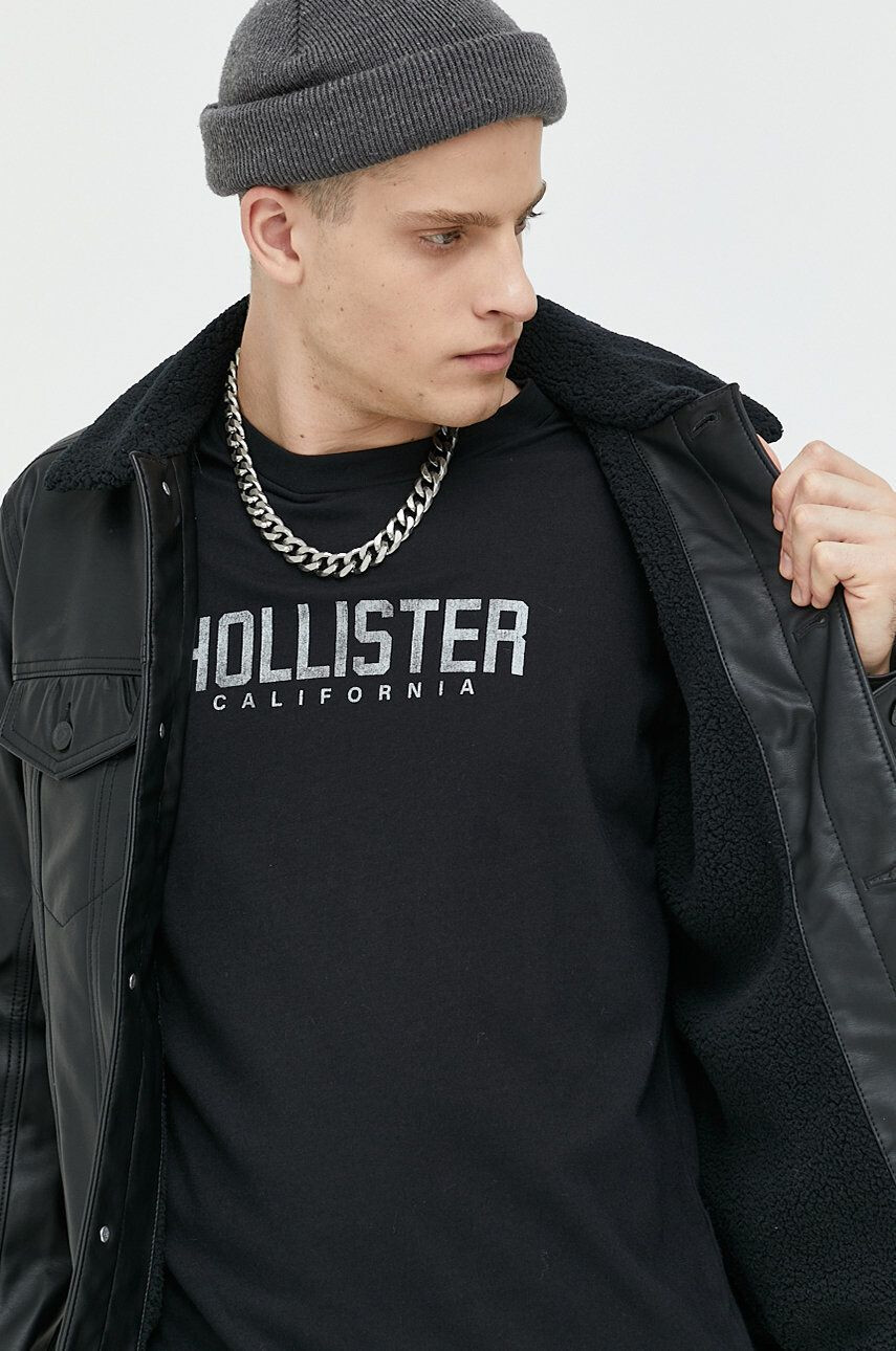 Hollister Co. Bunda pánska čierna farba prechodná - Pepit.sk