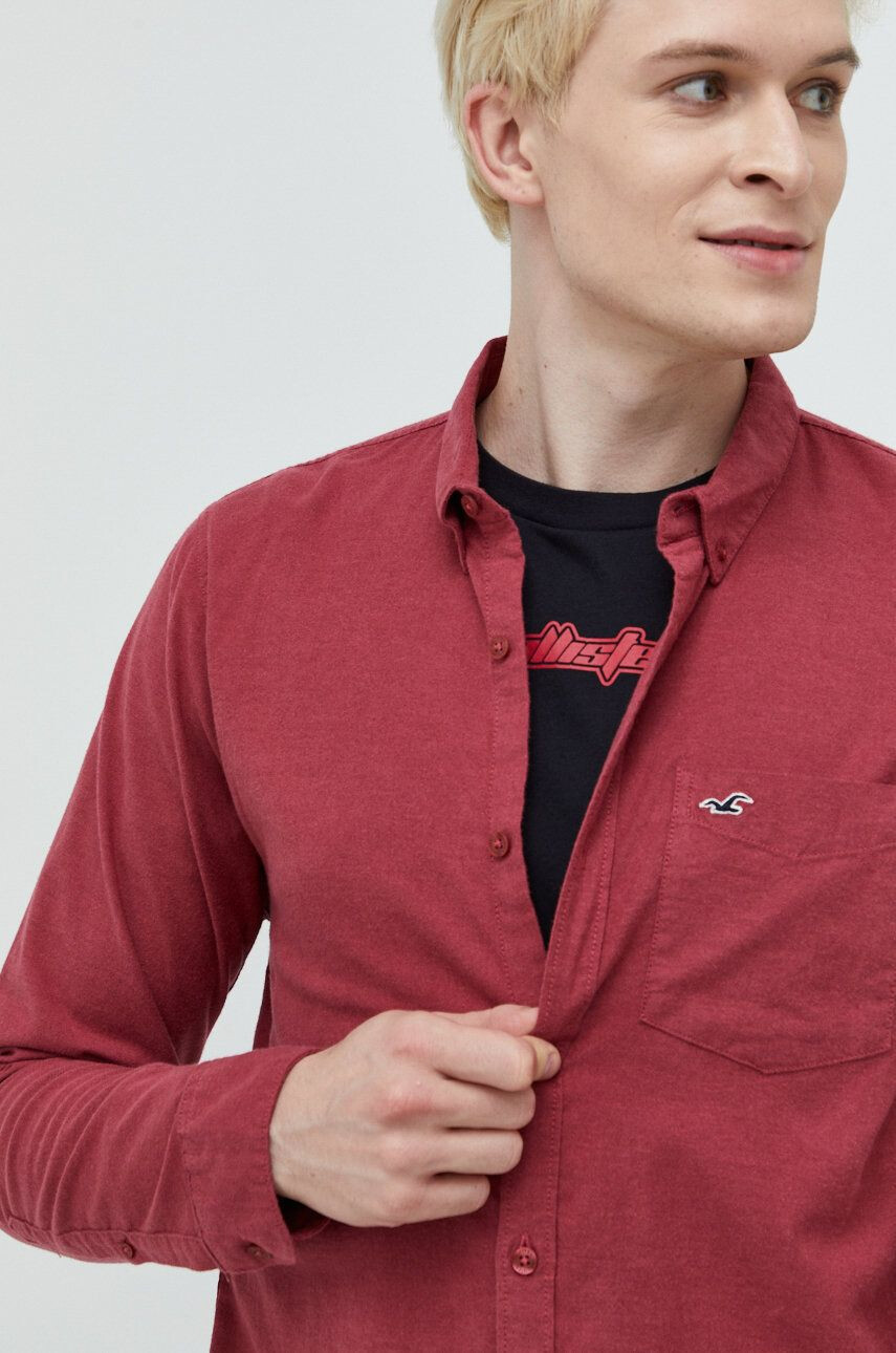 Hollister Co. Košeľa pánska ružová farba regular s golierom button-down - Pepit.sk