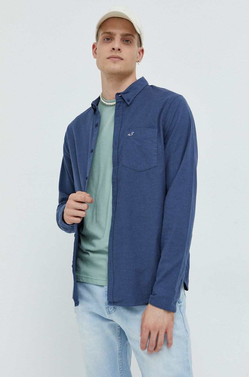 Hollister Co. Košeľa pánska tmavomodrá farba regular s golierom button-down - Pepit.sk