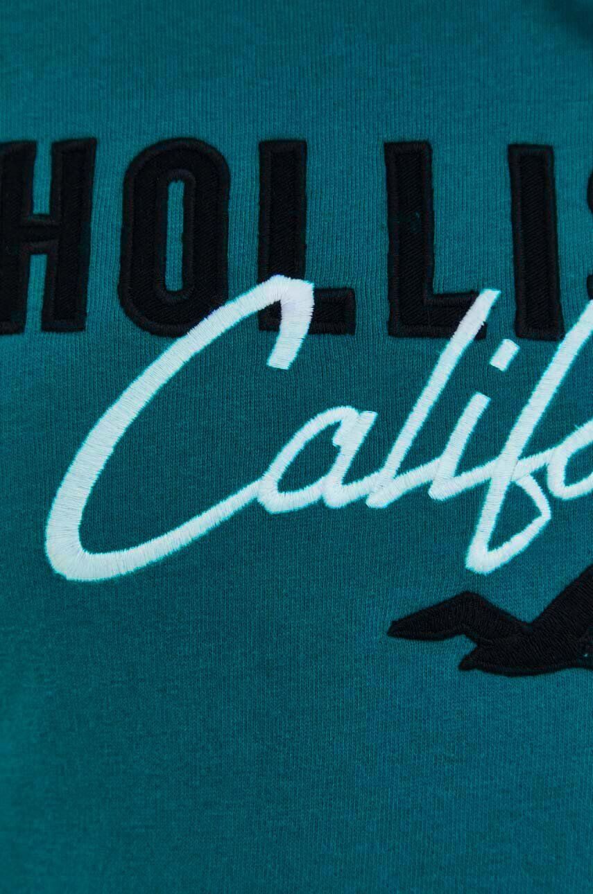 Hollister Co. Mikina pánska tyrkysová farba s kapucňou jednofarebná - Pepit.sk