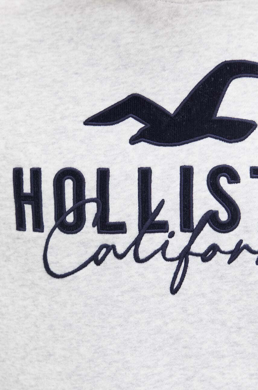 Hollister Co. Mikina pánska šedá farba s kapucňou melanžová - Pepit.sk