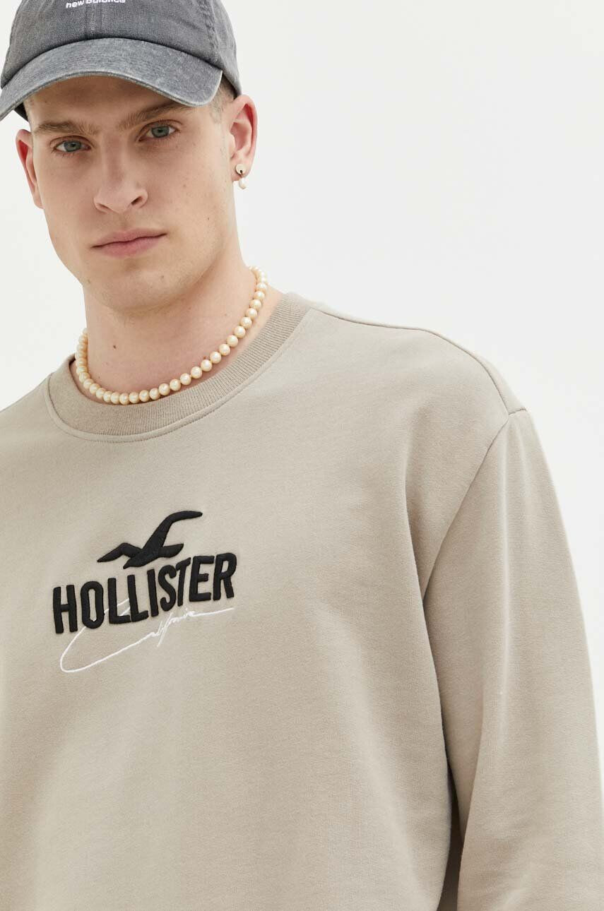 Hollister Co. Mikina pánska béžová farba s nášivkou - Pepit.sk