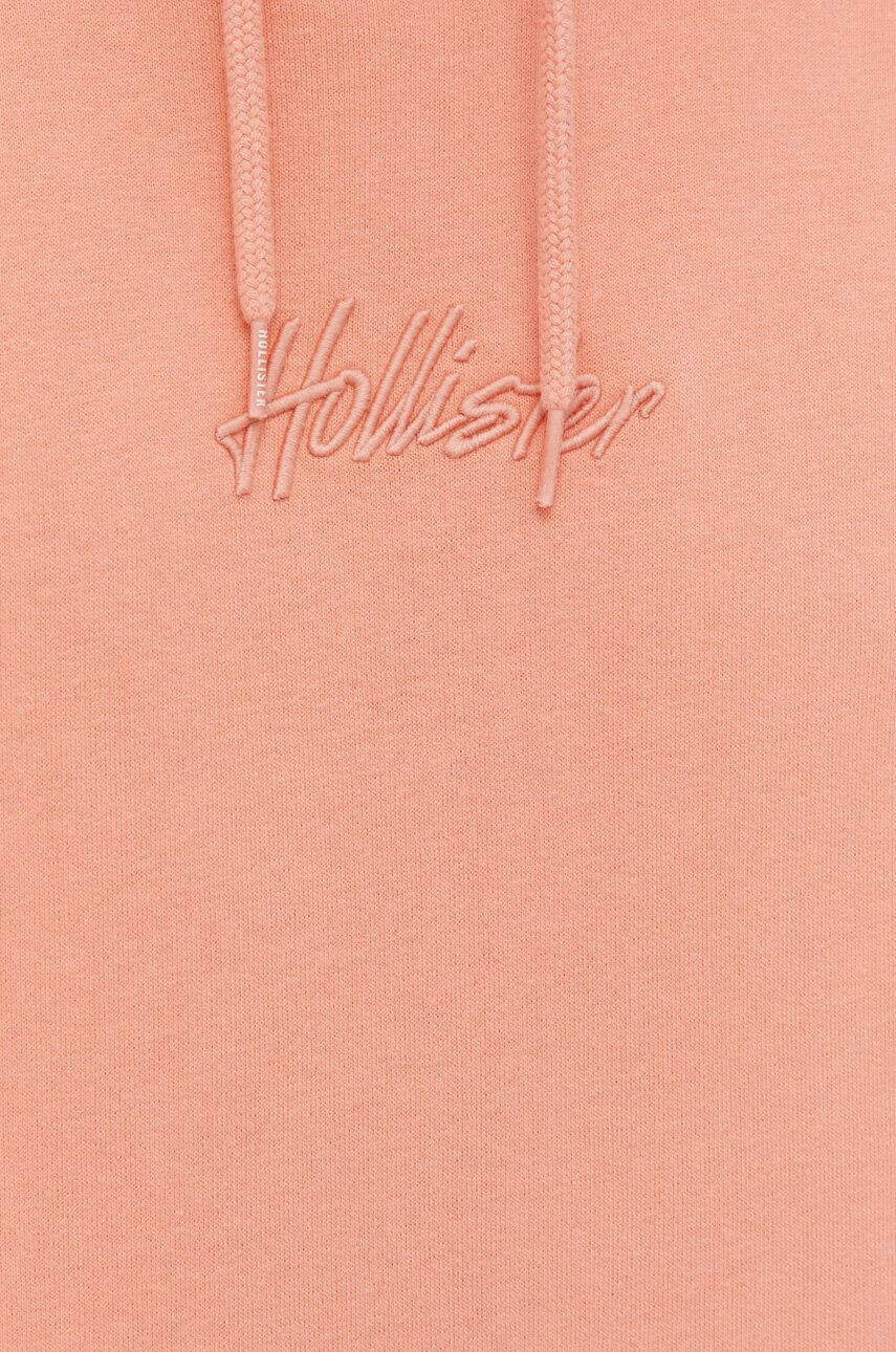 Hollister Co. Mikina pánska oranžová farba s kapucňou s nášivkou - Pepit.sk