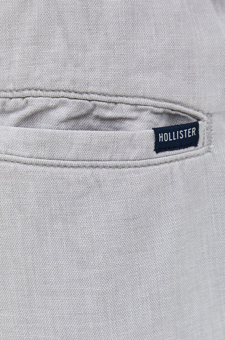 Hollister Co. Nohavice s prímesou ľanu biela farba široké vysoký pás - Pepit.sk