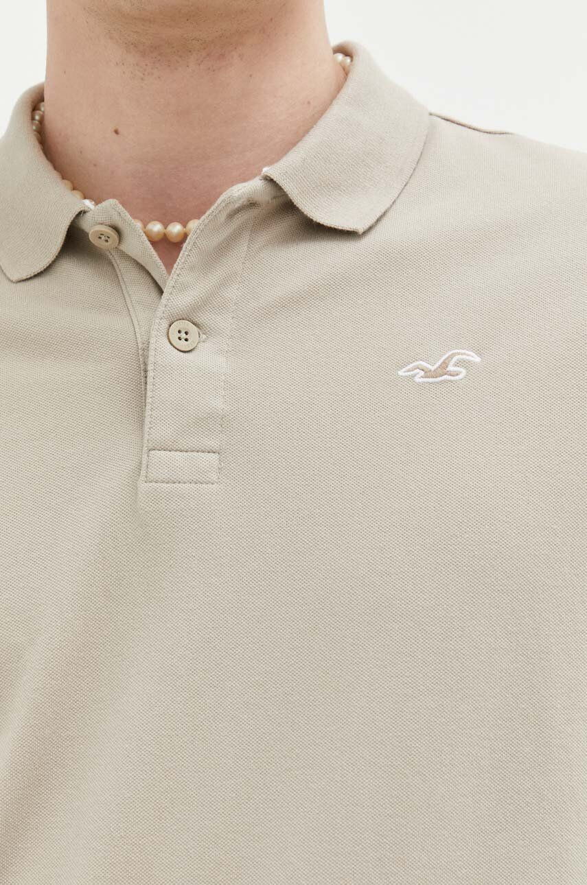 Hollister Co. Polo tričko pánske béžová farba jednofarebné - Pepit.sk