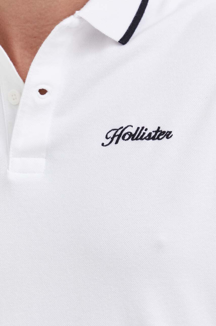 Hollister Co. Polo tričko pánsky biela farba s nášivkou - Pepit.sk