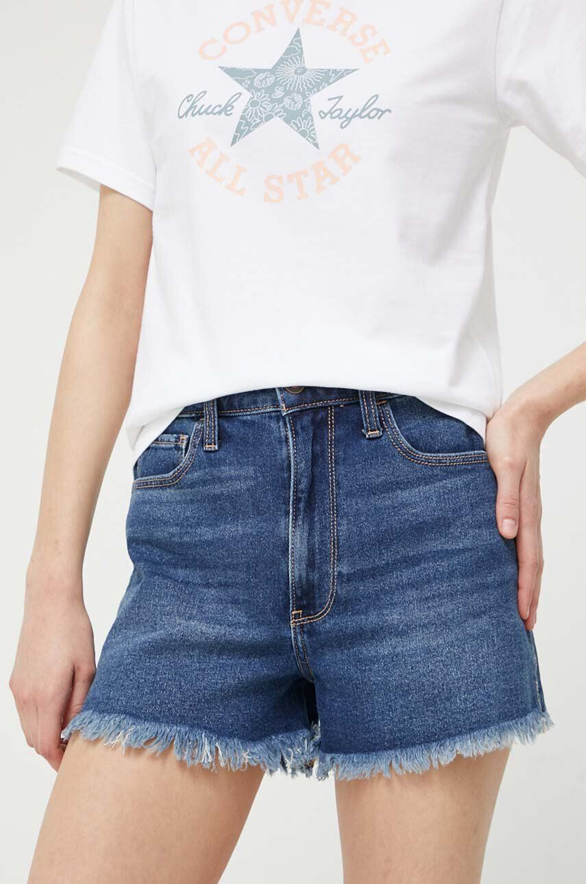 Hollister Co. Rifľové krátke nohavice CURVY JEANS dámske s nášivkou vysoký pás - Pepit.sk