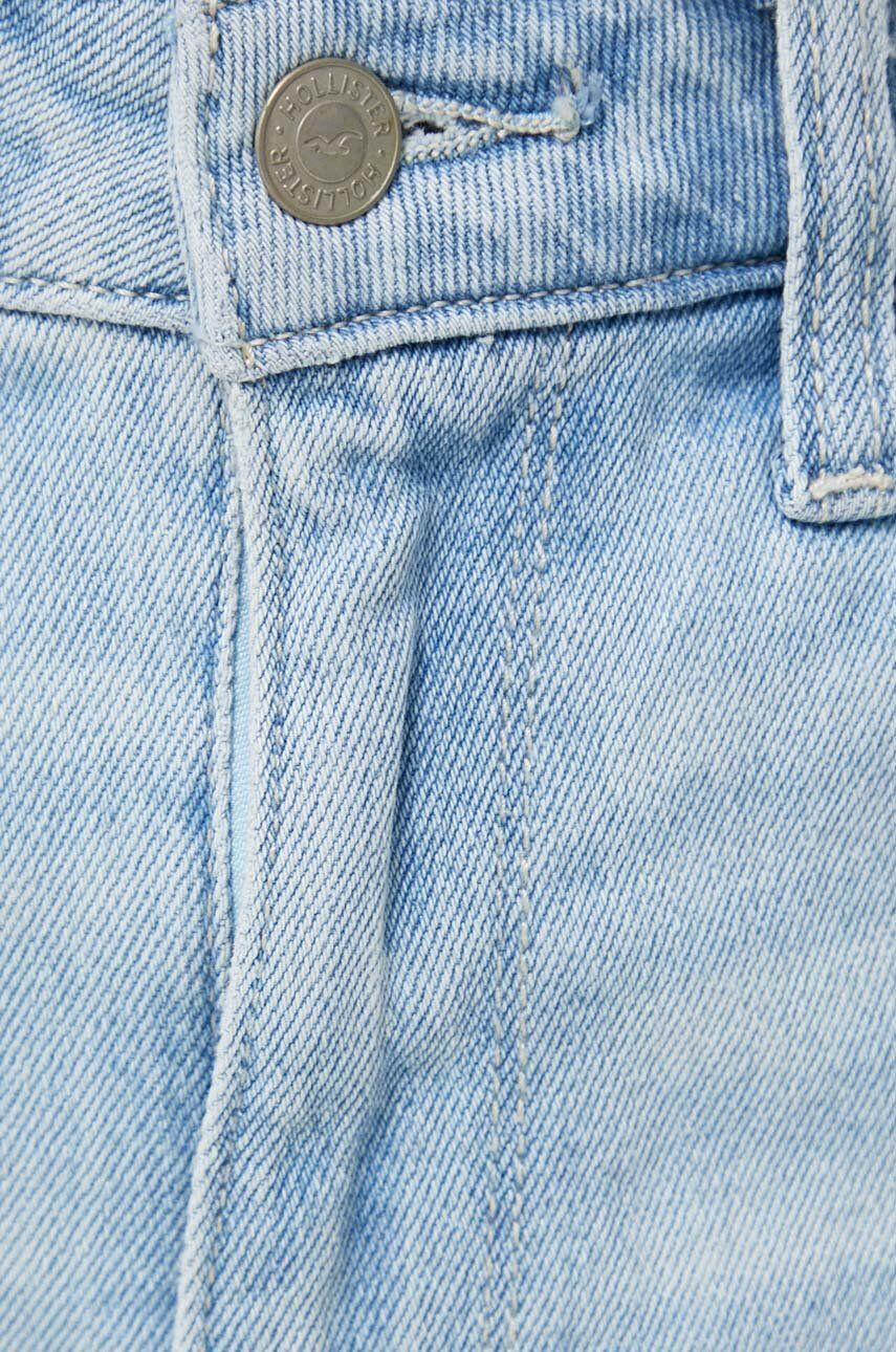 Hollister Co. Rifľové krátke nohavice CURVY JEANS dámske jednofarebné vysoký pás - Pepit.sk