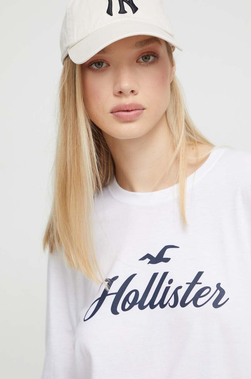 Hollister Co. Tričko s dlhým rukávom dámsky biela farba - Pepit.sk