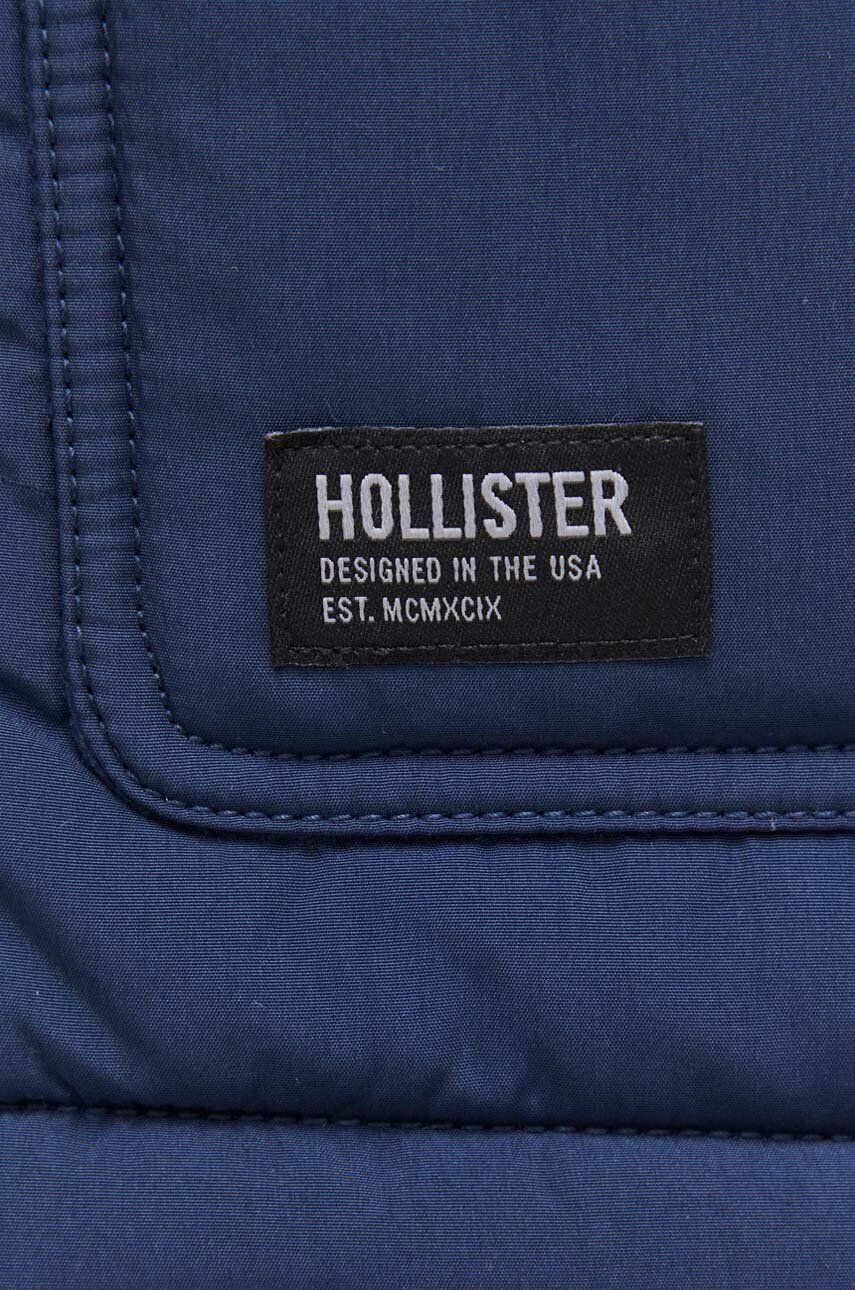 Hollister Co. Vesta pánsky tmavomodrá farba zimný - Pepit.sk