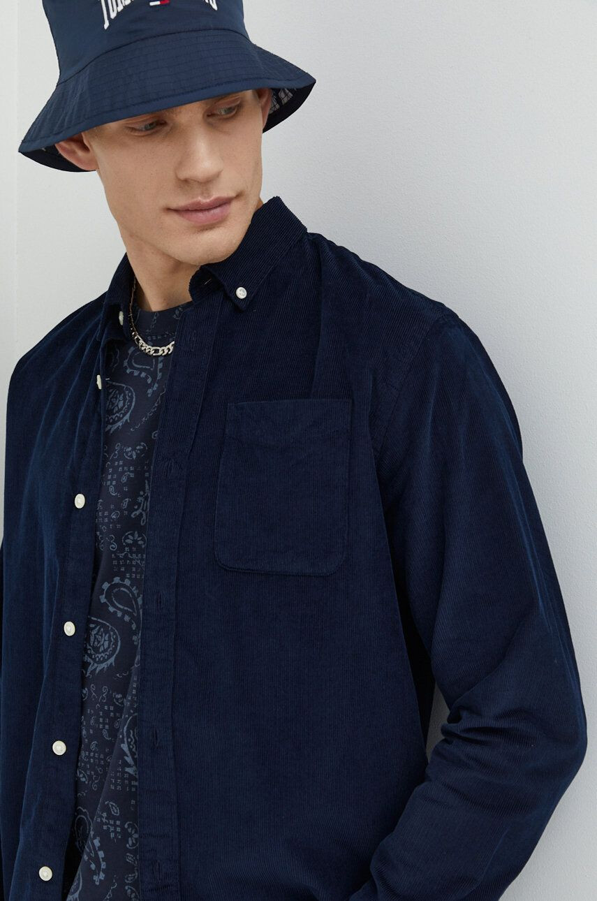 Jack & Jones Bavlnená košeľa pánska tmavomodrá farba regular s golierom button-down - Pepit.sk