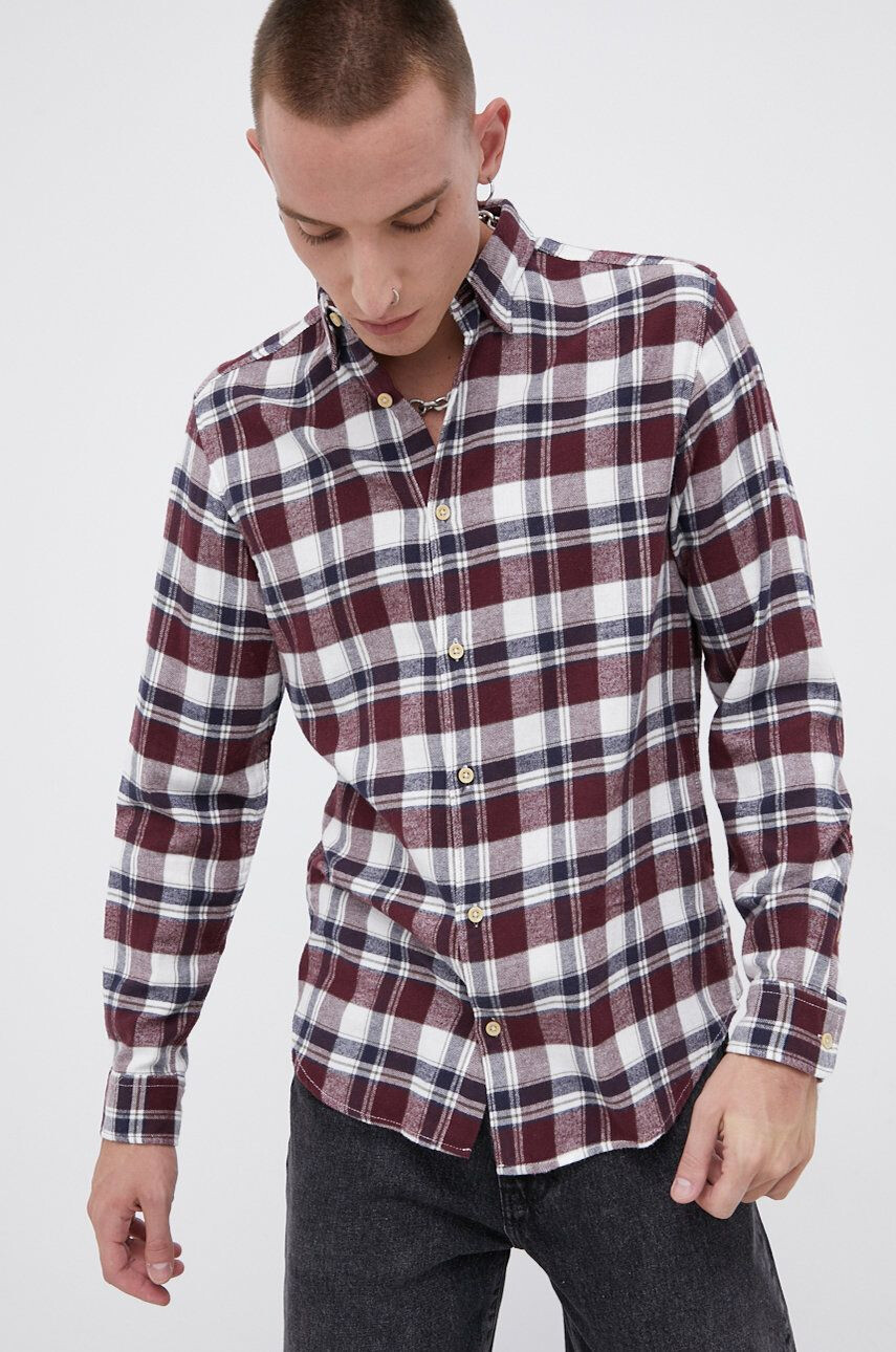 Jack & Jones Bavlnená košeľa pánska hnedá farba regular s golierom button-down - Pepit.sk