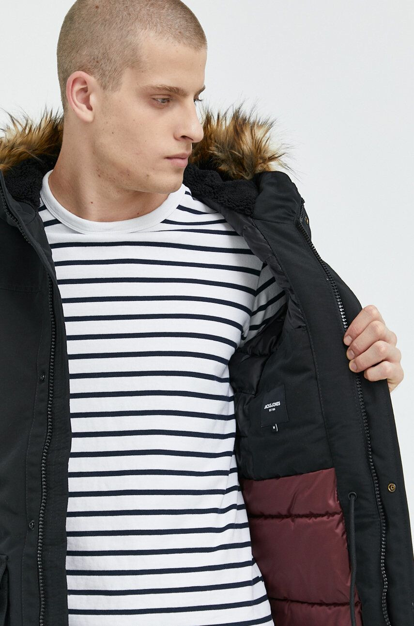 Jack & Jones Bunda parka pánska čierna farba zimná - Pepit.sk