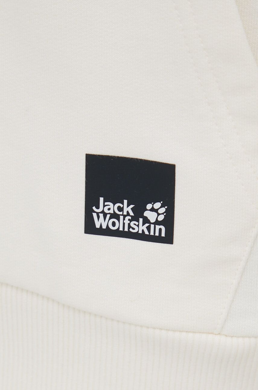 Jack Wolfskin Bavlnená mikina pánska béžová farba jednofarebná - Pepit.sk