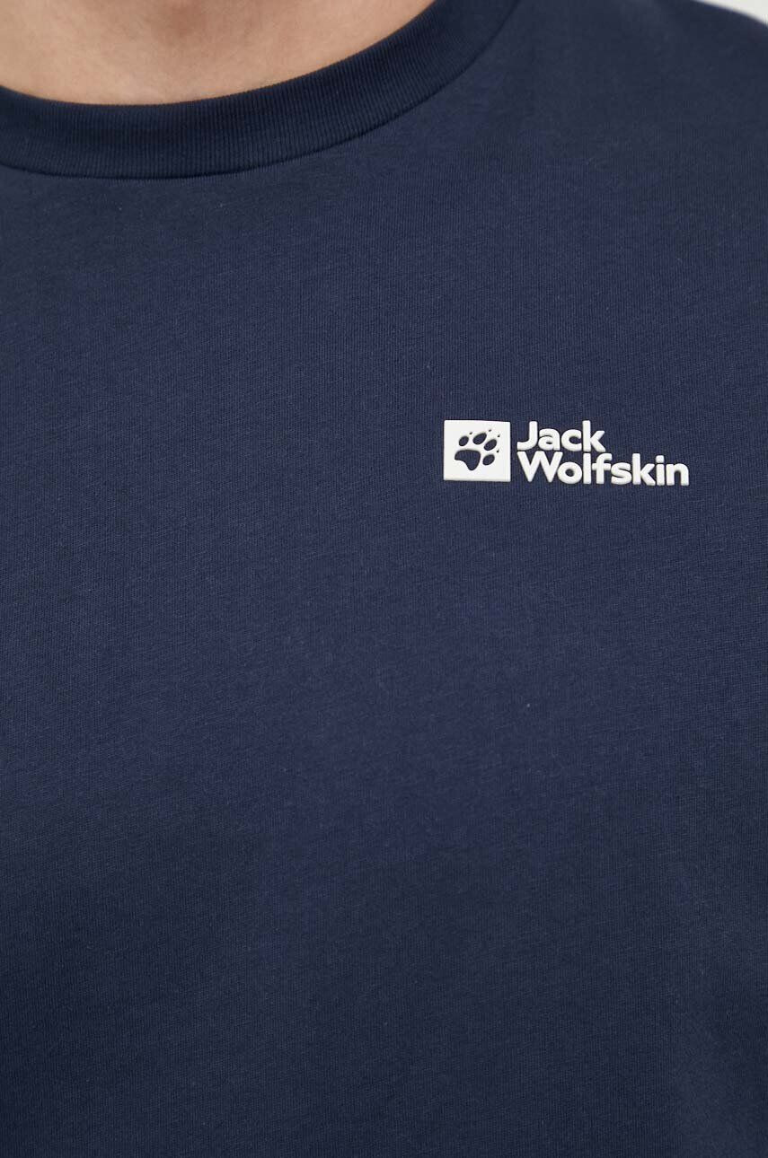 Jack Wolfskin Bavlnené tričko tmavomodrá farba s potlačou - Pepit.sk