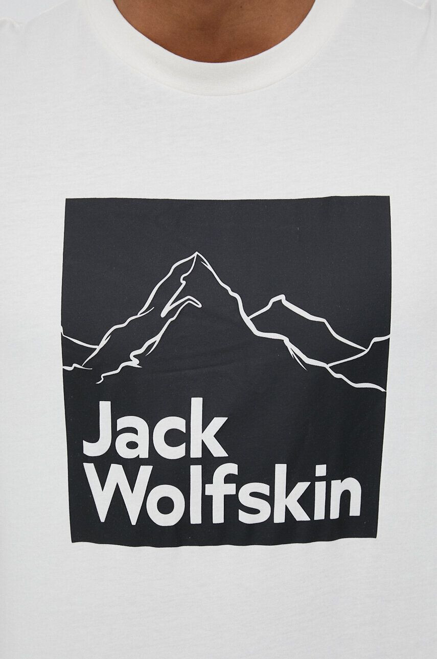 Jack Wolfskin Bavlnené tričko béžová farba vzorované - Pepit.sk