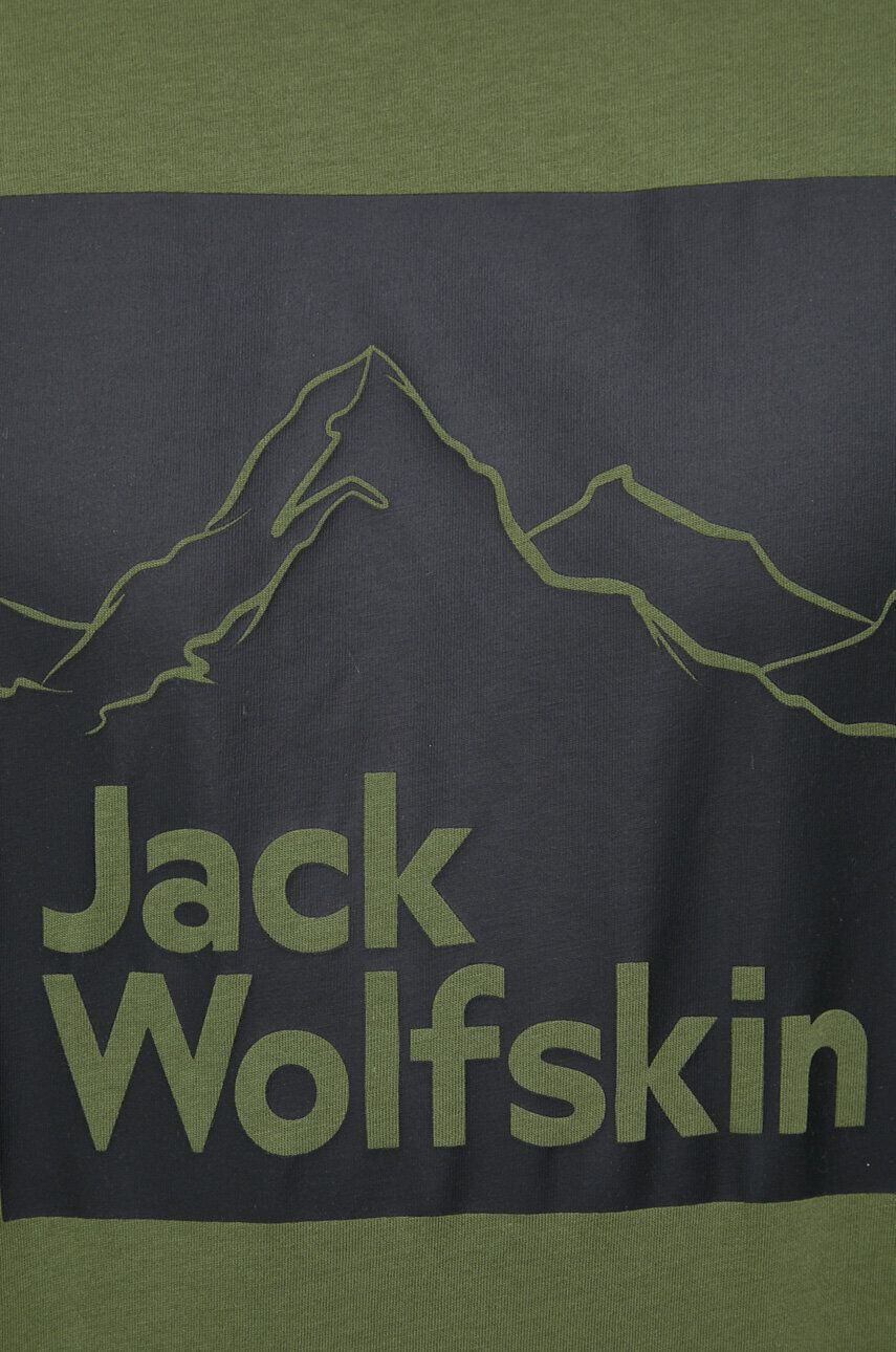 Jack Wolfskin Bavlnené tričko zelená farba vzorované - Pepit.sk