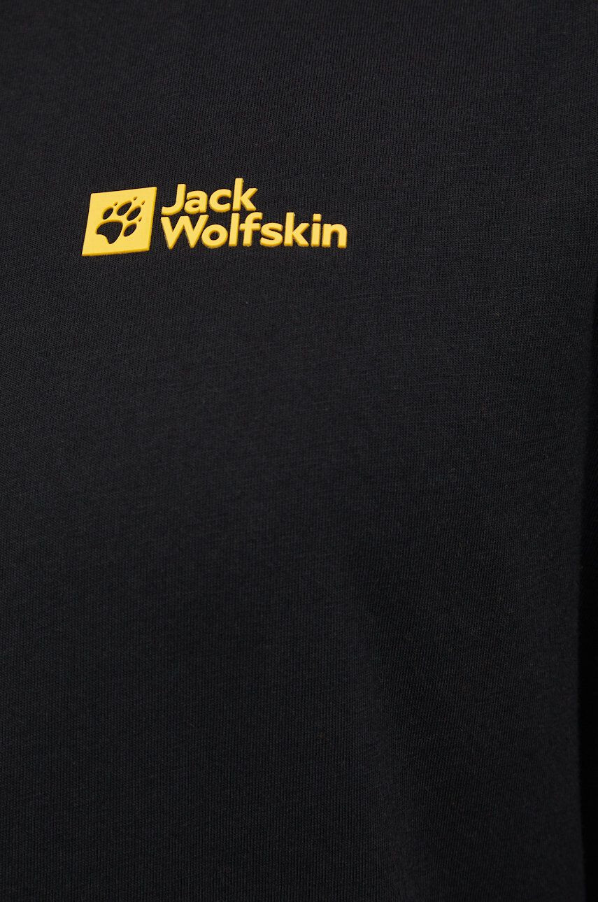 Jack Wolfskin Bavlnené tričko s dlhým rukávom Essential čierna farba jednofarebné - Pepit.sk