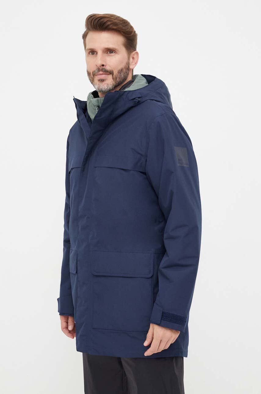 Jack Wolfskin Bunda pánska tmavomodrá farba zimná - Pepit.sk