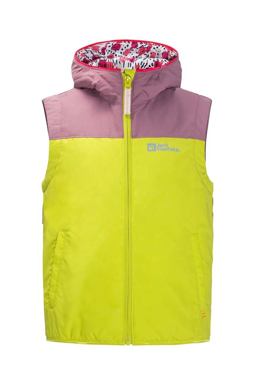 Jack Wolfskin Detská vesta VILLI VEST K zelená farba - Pepit.sk