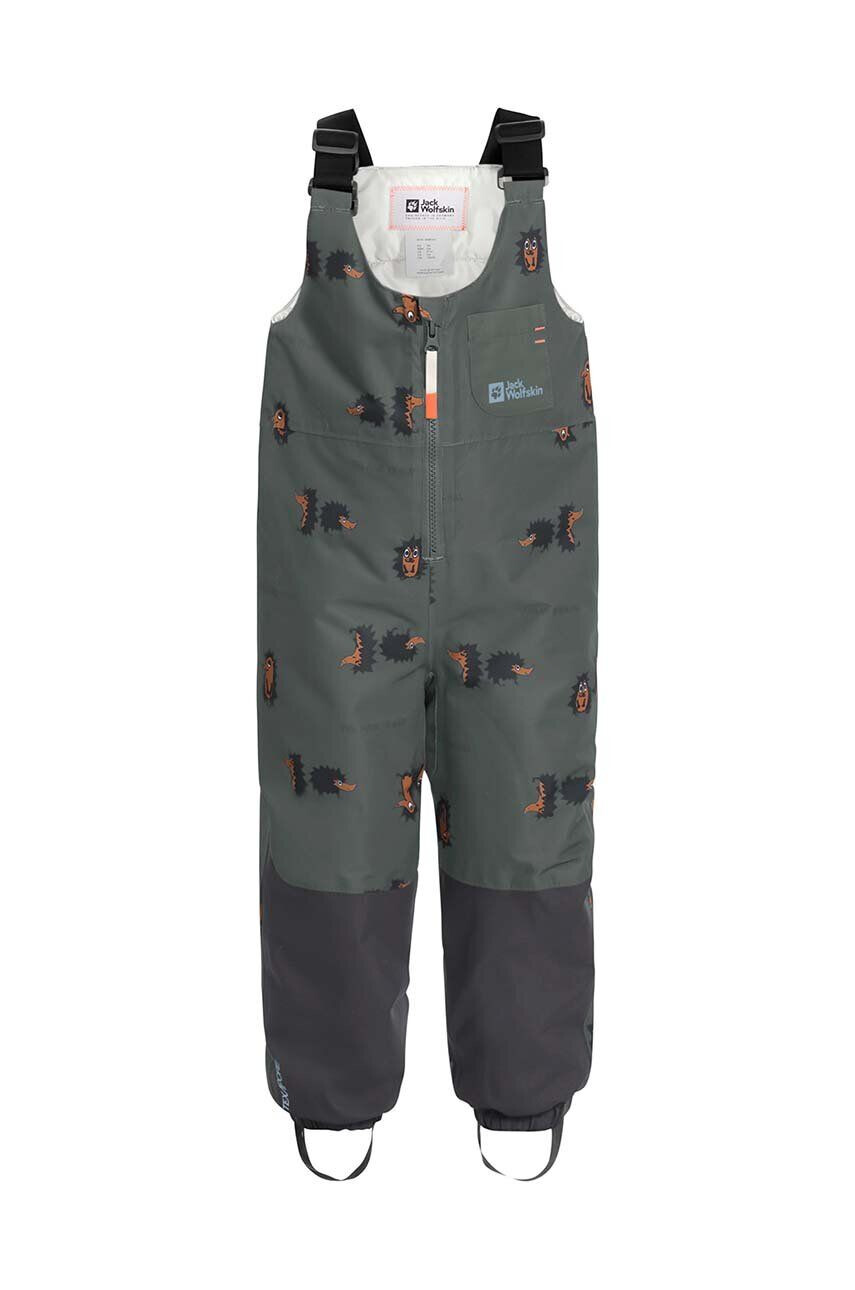 Jack Wolfskin Detské zimné nohavice GLEEL 2L INS PRINT BIB šedá farba - Pepit.sk