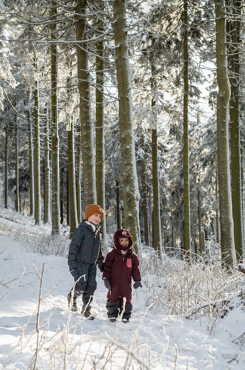 Jack Wolfskin Detské zimné nohavice GLEEL 2L INS PRINT BIB šedá farba - Pepit.sk