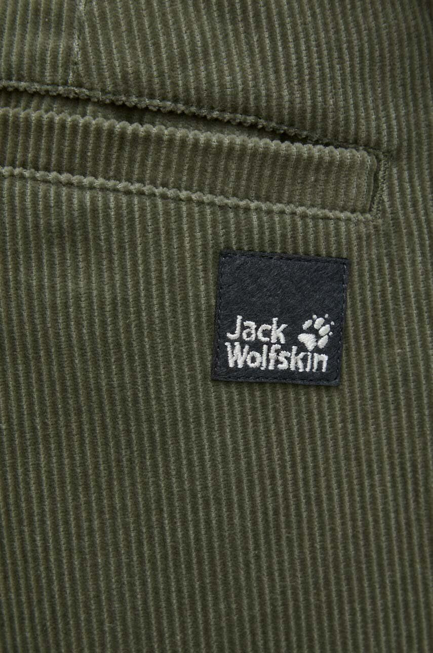 Jack Wolfskin Manšestrové nohavice pánske zelená farba rovné - Pepit.sk