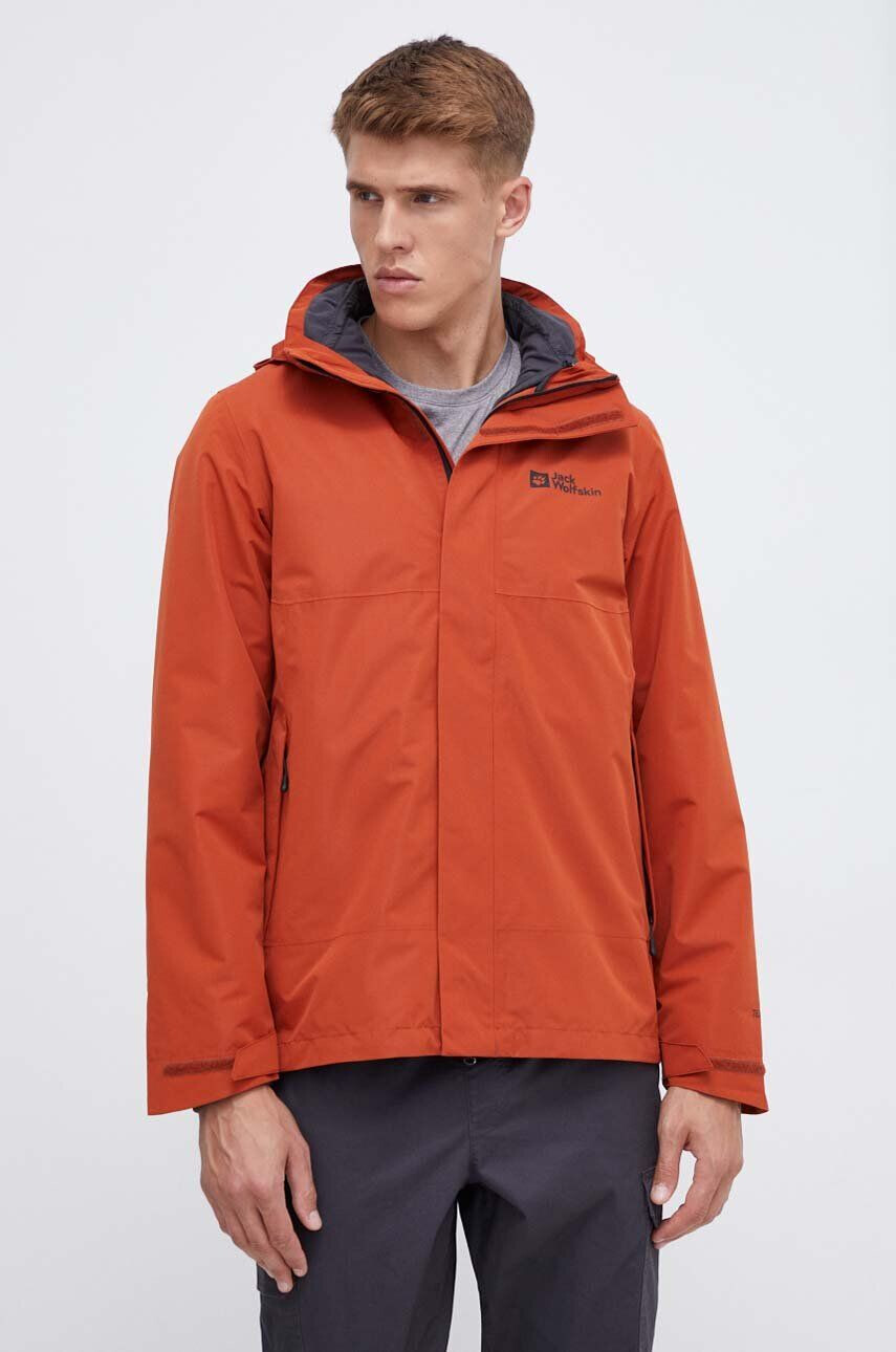 Jack Wolfskin Športová bunda Luntal 3in1 oranžová farba - Pepit.sk