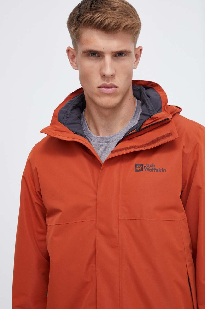 Jack Wolfskin Športová bunda Luntal 3in1 oranžová farba - Pepit.sk