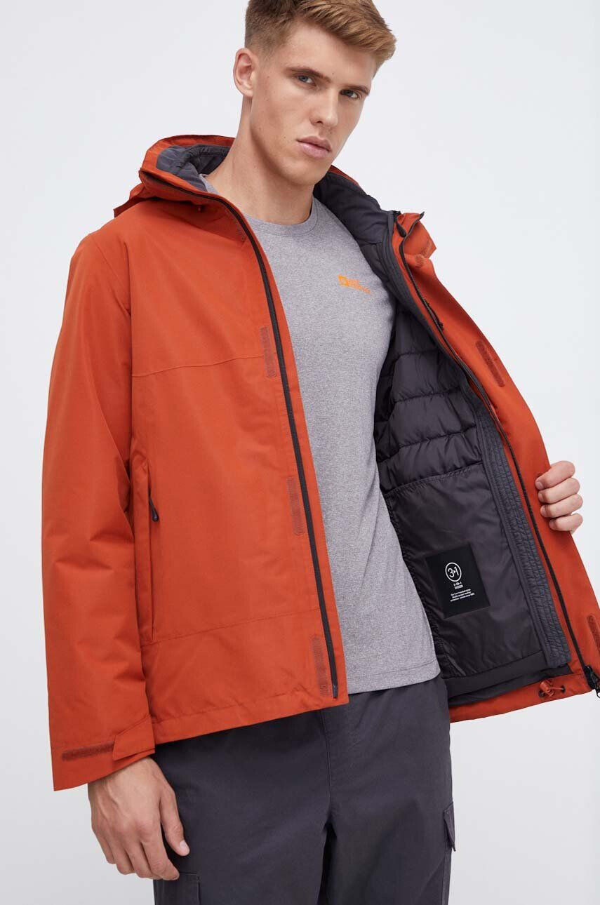 Jack Wolfskin Športová bunda Luntal 3in1 oranžová farba - Pepit.sk