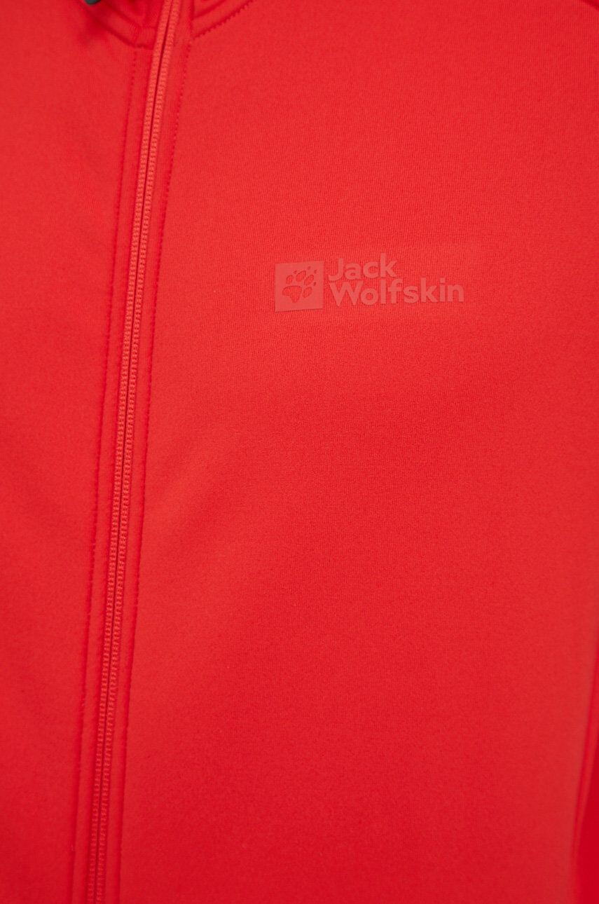 Jack Wolfskin Športová mikina Baiselberg pánska červená farba jednofarebná - Pepit.sk