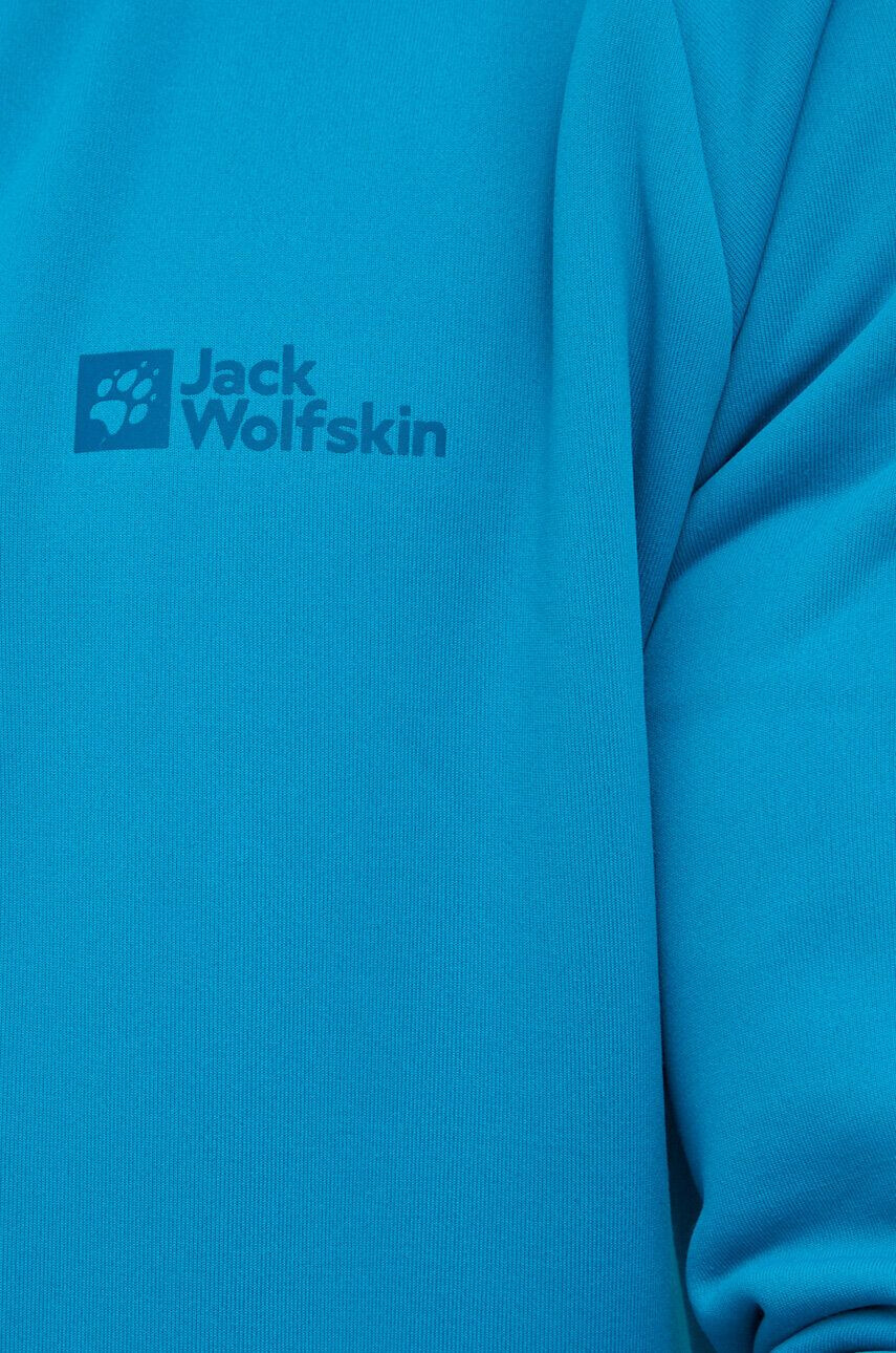 Jack Wolfskin Športová mikina Baiselberg pánska zelená farba s kapucňou jednofarebná - Pepit.sk