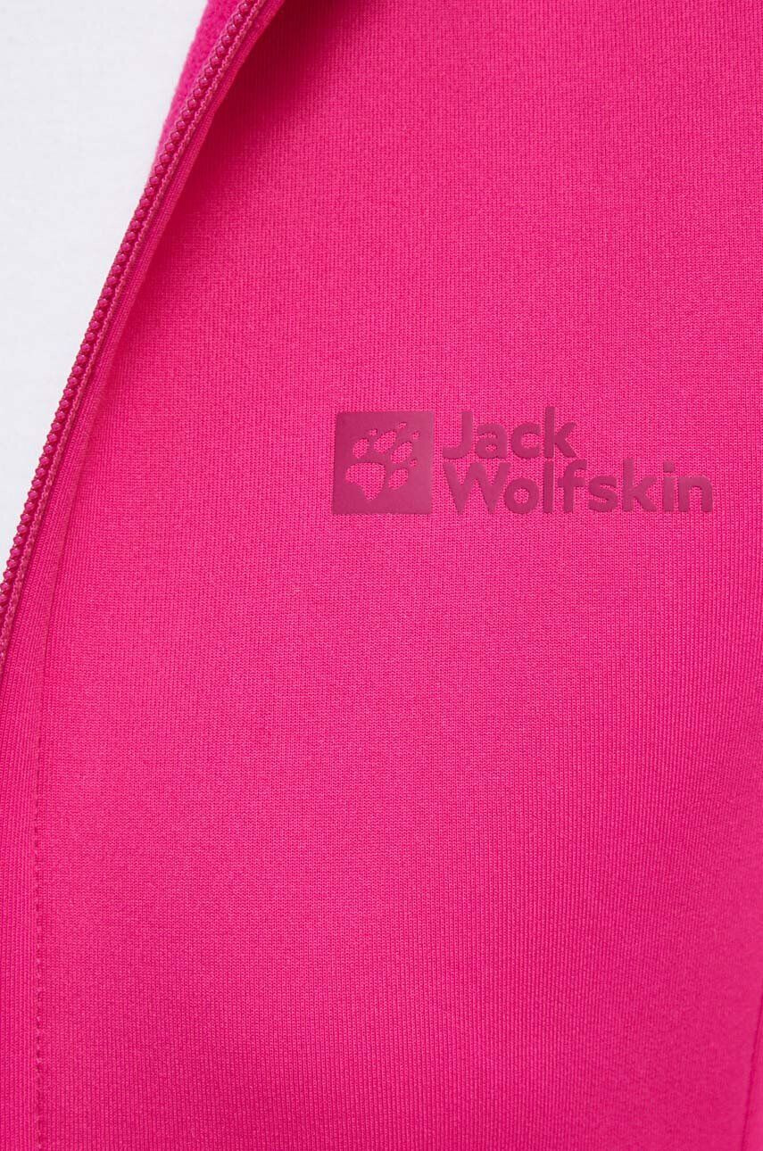 Jack Wolfskin Športová mikina Baiselberg ružová farba s kapucňou jednofarebná - Pepit.sk