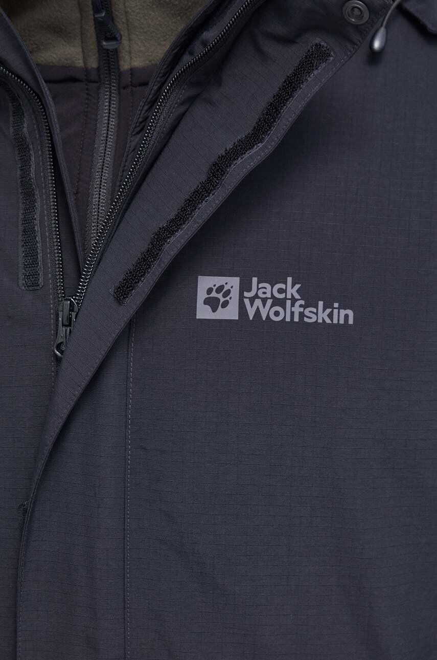 Jack Wolfskin Turistická bunda Bergland 3in1 čierna farba - Pepit.sk