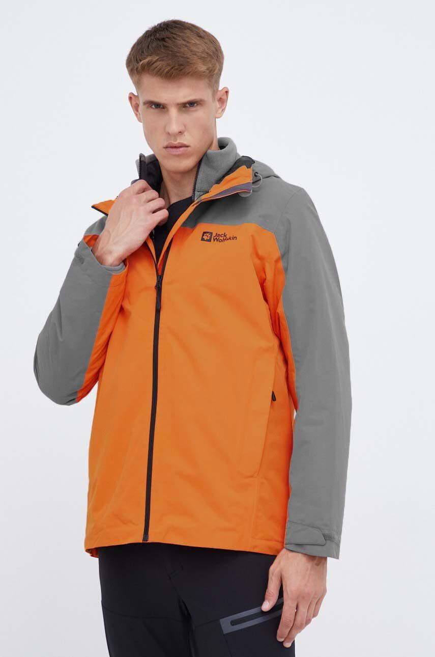 Jack Wolfskin Turistická bunda Taubenberg 3in1 oranžová farba - Pepit.sk