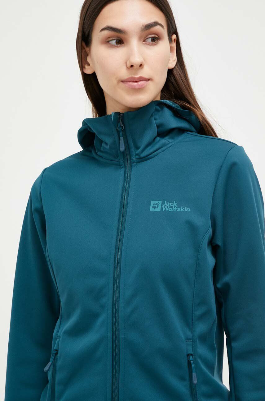 Jack Wolfskin Turistická bunda Windhain Hoody tyrkysová farba - Pepit.sk