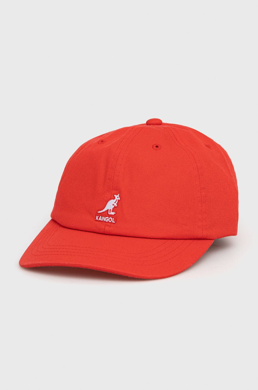 Kangol Bavlnená čiapka K5165HT.CG637-CG637 červená farba s nášivkou - Pepit.sk