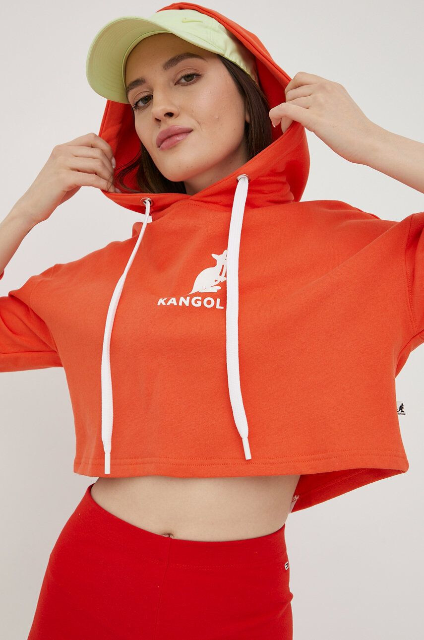 Kangol Bavlnená mikina KLEW008-119 dámska oranžová farba s potlačou - Pepit.sk