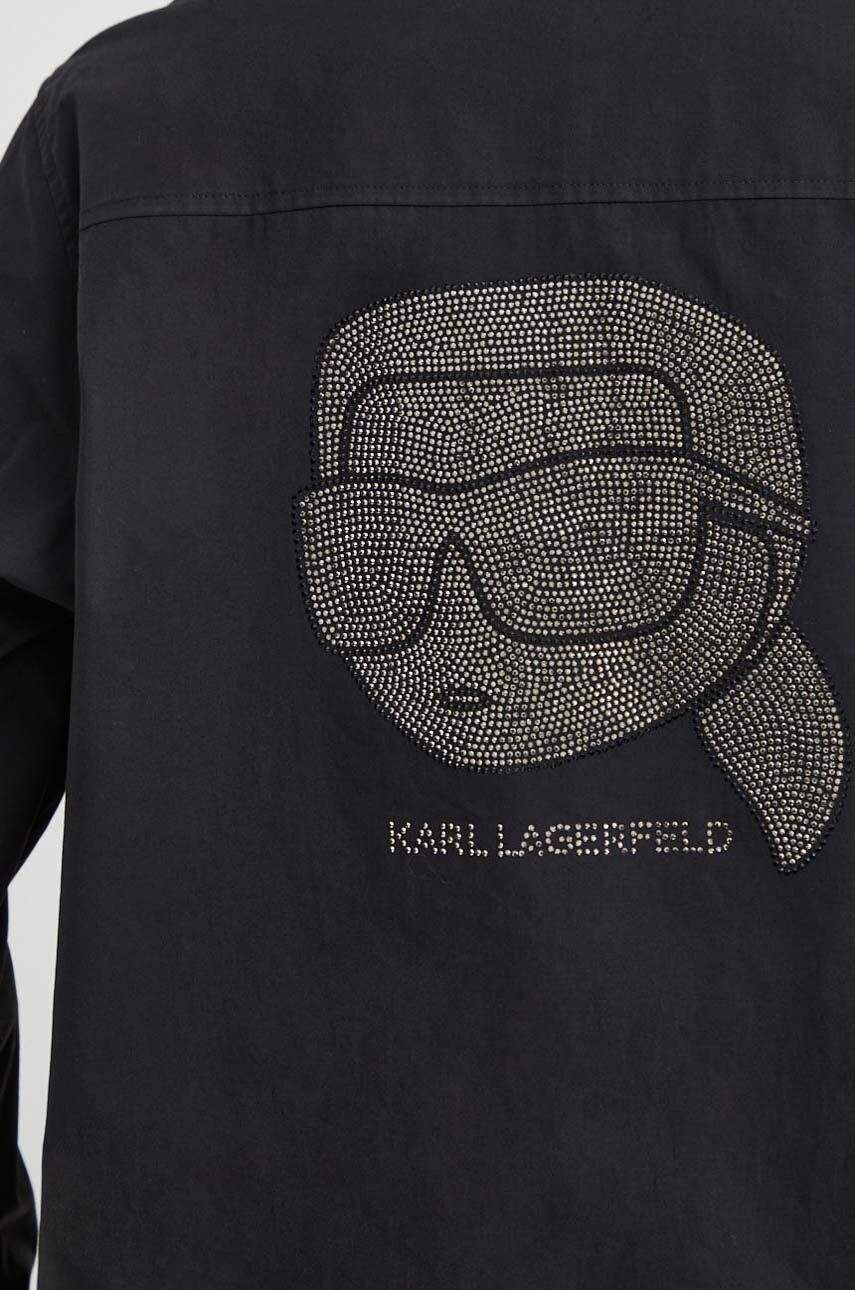 Karl Lagerfeld Bavlnená košeľa dámska čierna farba voľný strih s klasickým golierom - Pepit.sk