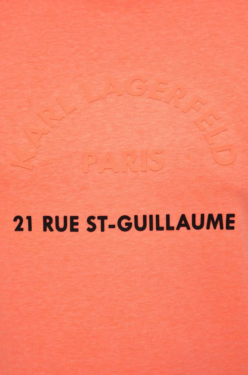 Karl Lagerfeld Bavlnené tričko oranžová farba s potlačou - Pepit.sk