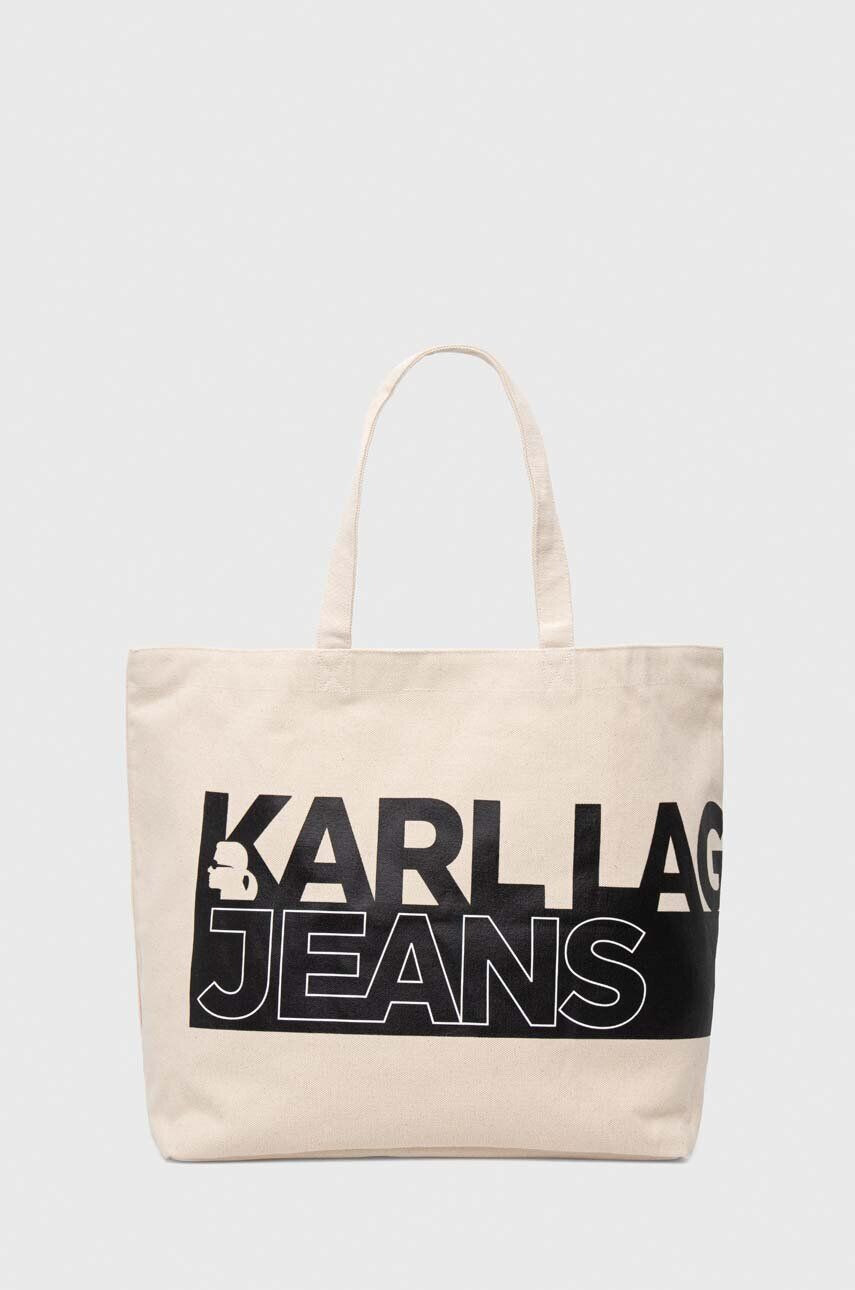 Karl Lagerfeld Jeans Kabelka béžová farba - Pepit.sk