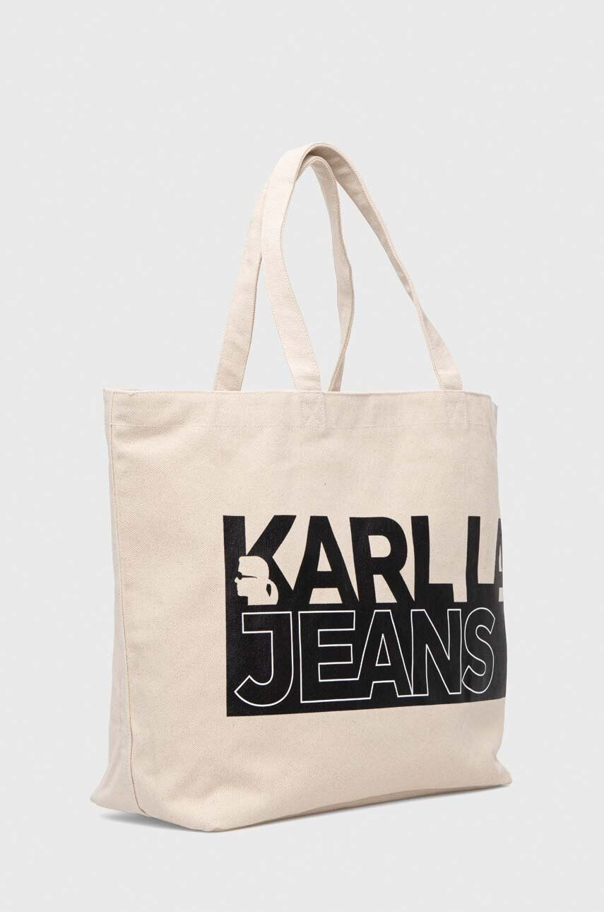 Karl Lagerfeld Jeans Kabelka béžová farba - Pepit.sk