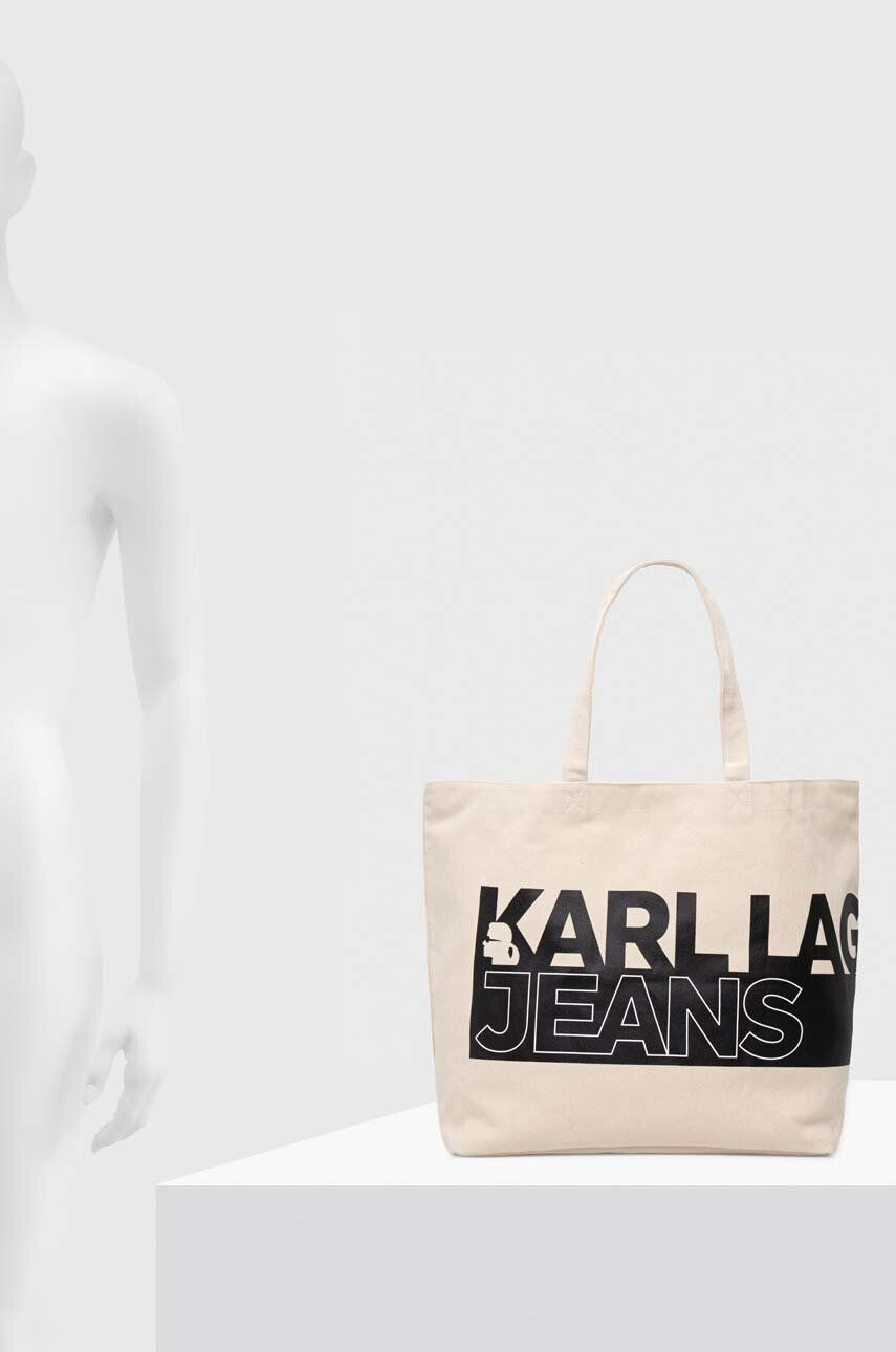 Karl Lagerfeld Jeans Kabelka béžová farba - Pepit.sk