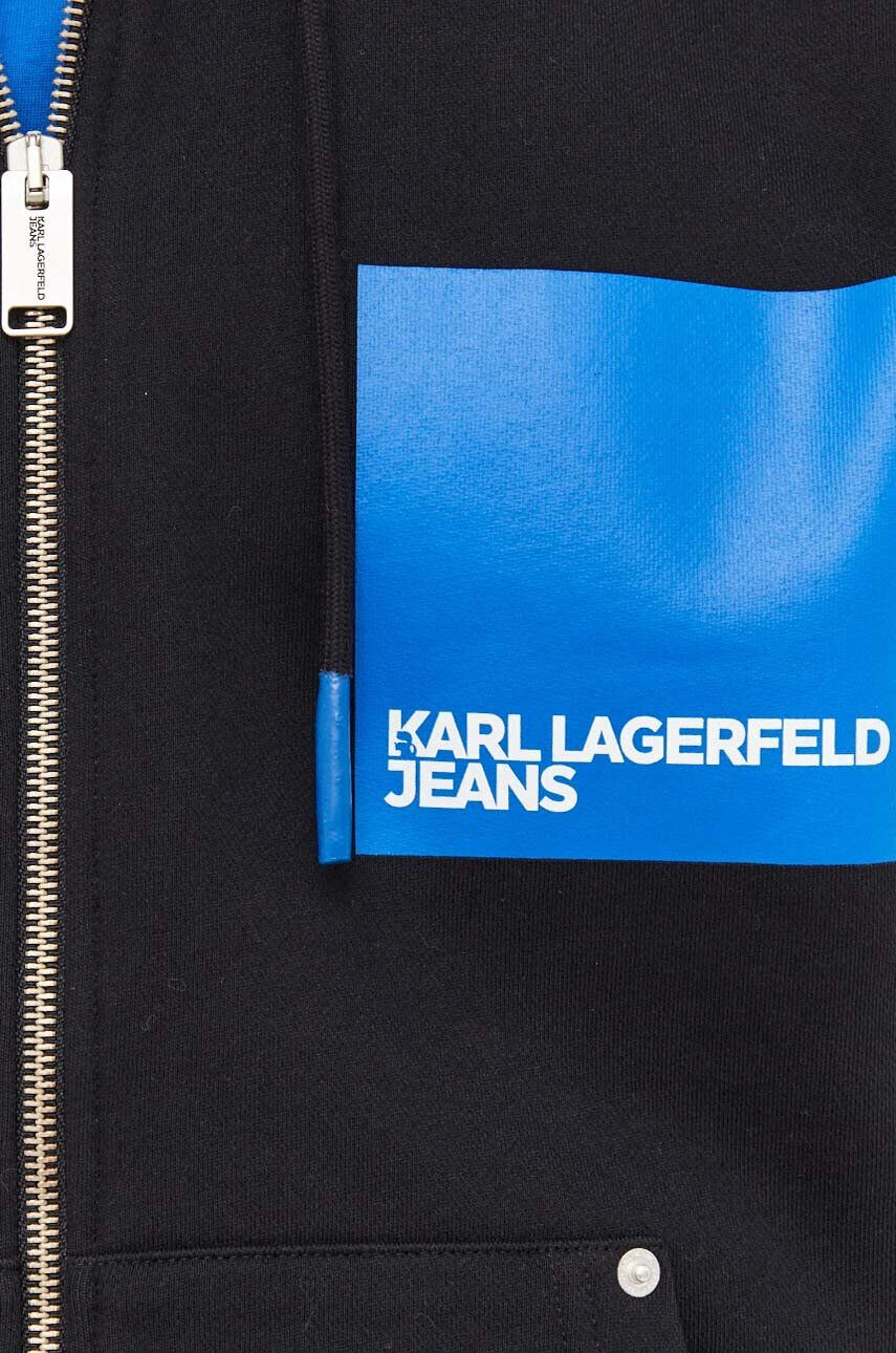 Karl Lagerfeld Jeans Mikina pánska čierna farba s kapucňou s potlačou - Pepit.sk