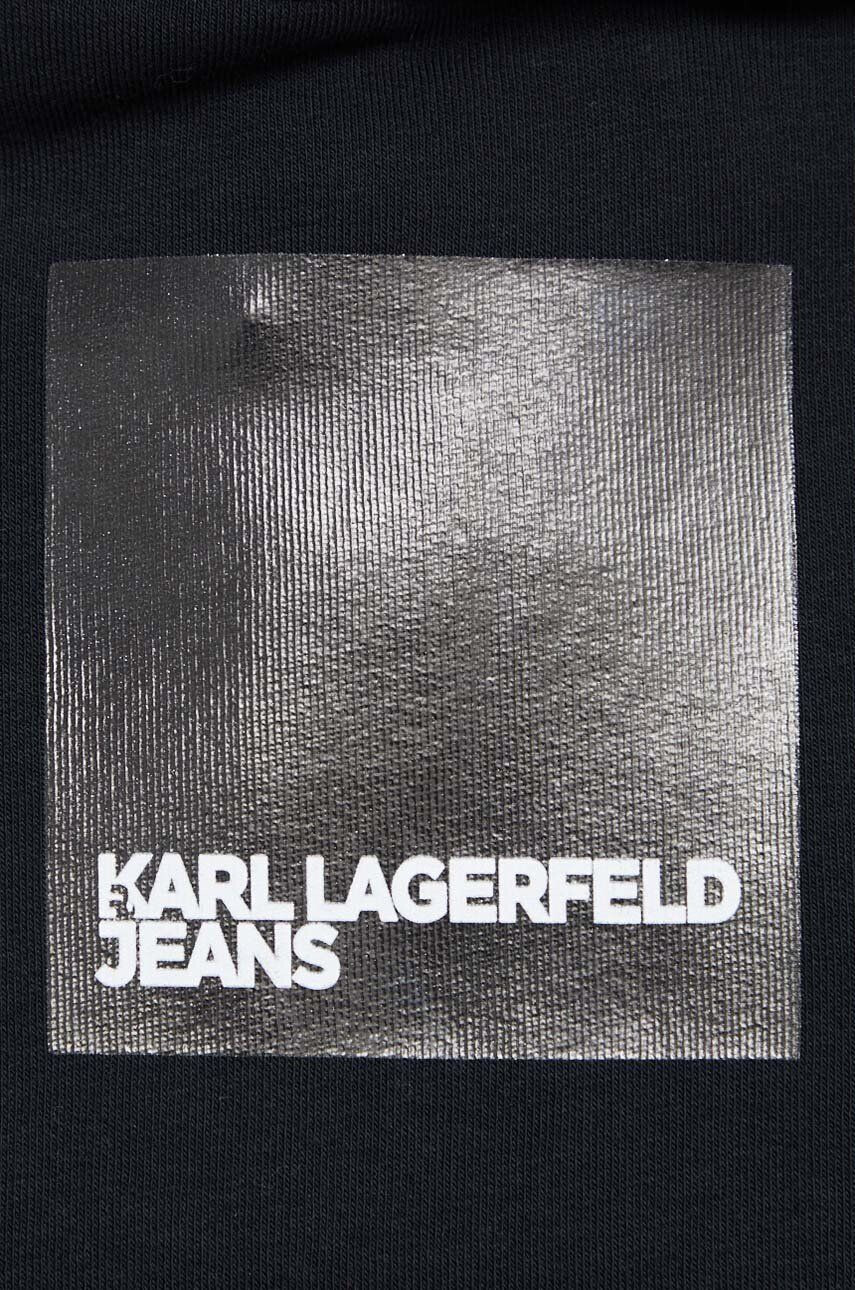 Karl Lagerfeld Jeans Mikina dámska čierna farba s kapucňou s potlačou - Pepit.sk